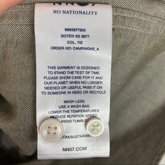 NEW NN07 No Nationality Slim Cotton Khaki Short Sleeve Shirt Size XL Sixteen Top - Picture 7 of 10
